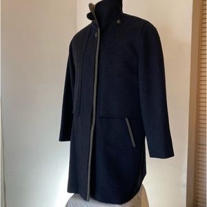 Loden Car Pea Coat wool Alpaca charcoal grey gray green L M CL3